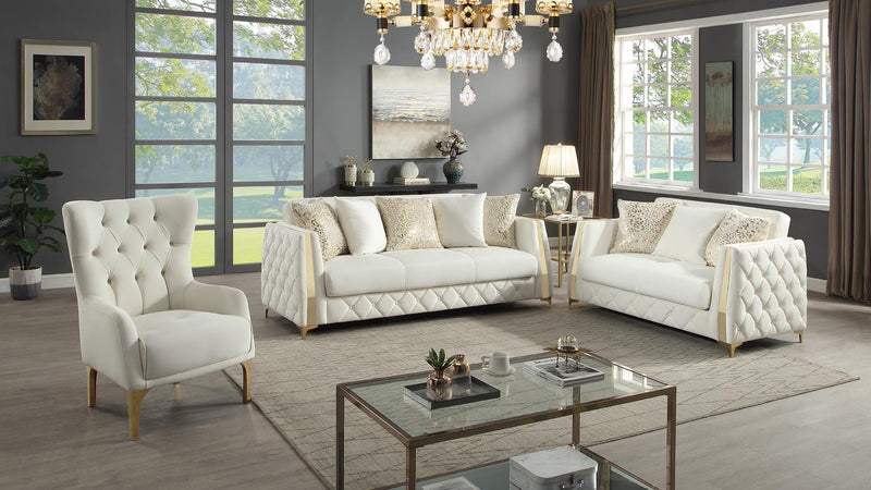 Lippa 2 Pc Living Room Set in Off White - Lippa 2 Pc Living Room Set in Off White
