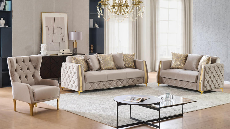 Lippa 2 Pc Living Room Set in Taupe - Lippa 2 Pc Living Room Set in Taupe
