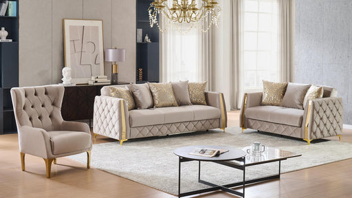 Lippa 2 Pc Living Room Set in Taupe - Lippa 2 Pc Living Room Set in Taupe
