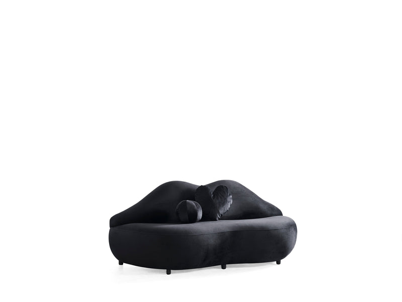 Lips Black Velvet Loveseat - LIPSBLACK-L