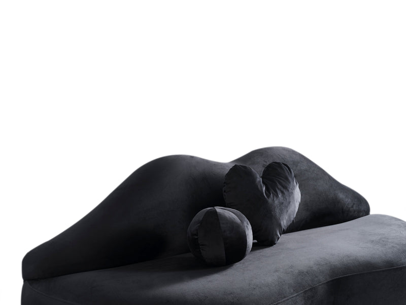 Lips Black Velvet Loveseat - LIPSBLACK-L