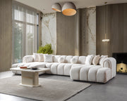 Lis Ivory Boucle Double Chaise 147" Sectional - LISIV-USEC