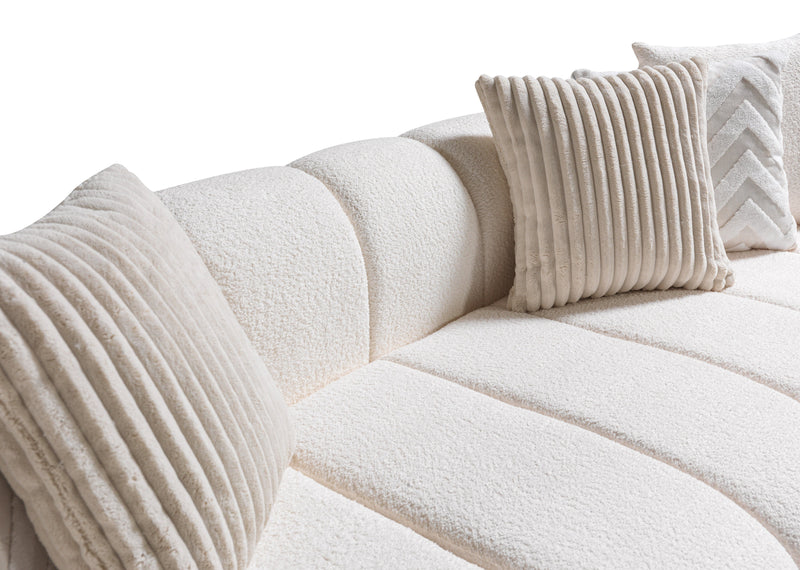 Lis Ivory Boucle LAF 115" Sectional - LISIV-LSEC