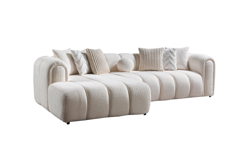 Lis Ivory Boucle LAF 115" Sectional - LISIV-LSEC
