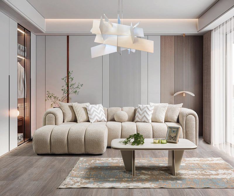 Lis Sand Boucle LAF 115" Sectional [ETA: 3/15] - Gate FurnitureSectional