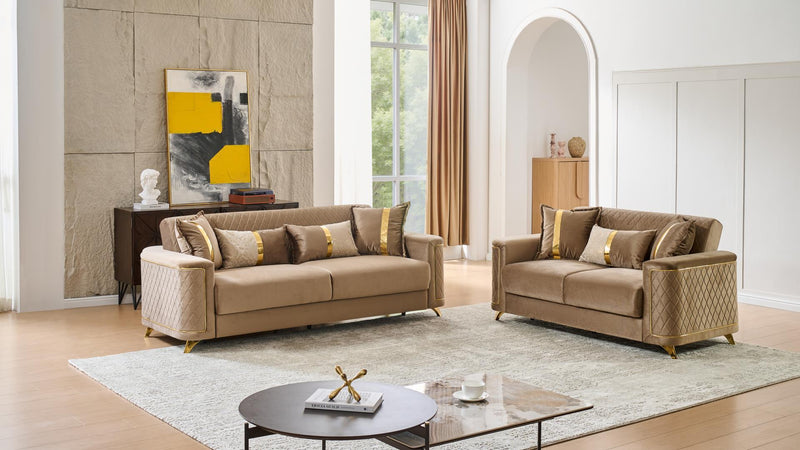 Lisa 2Pc Living Room Set in Copper - Lisa 2Pc Living Room Set in Copper