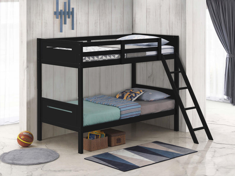 Littleton Wood Twin Over Twin Bunk Bed Black - 405051BLK