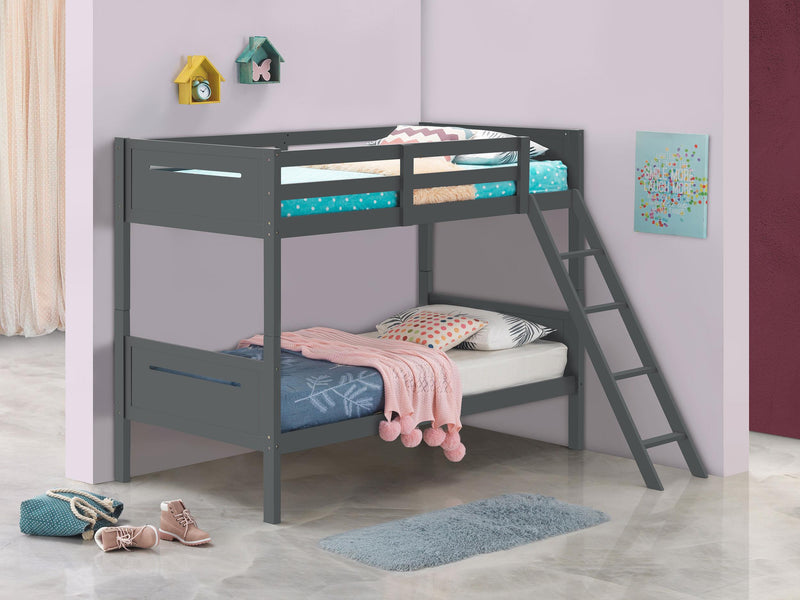 Littleton Wood Twin Over Twin Bunk Bed Grey - 405051GRY