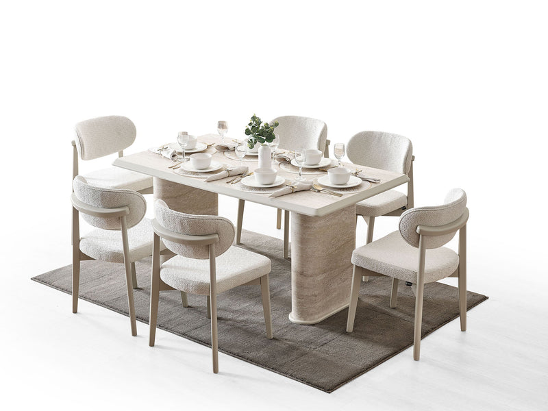Liva Diningroom (Consol With Mirror & Dining Table & 6 Dining Chair) - 200-ALT-LIV-DT-6-SET