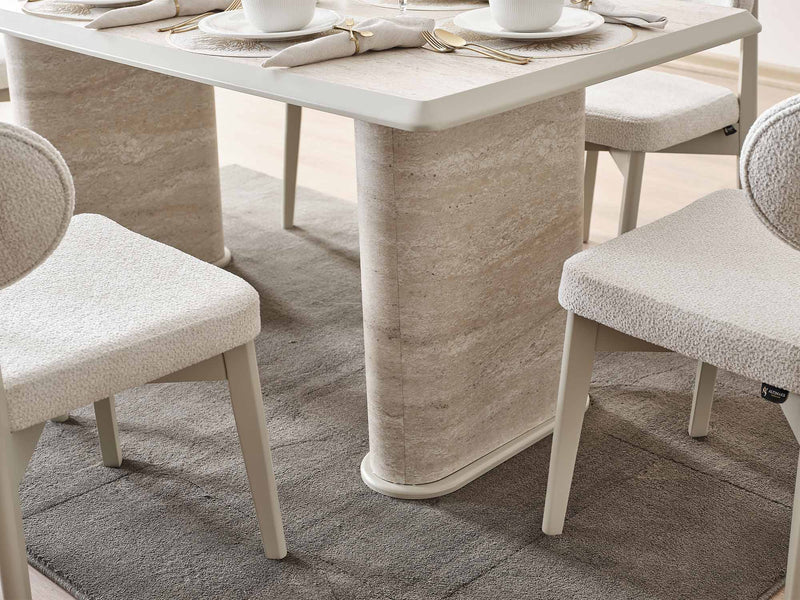 Liva Diningroom (Consol With Mirror & Dining Table & 6 Dining Chair) - 200-ALT-LIV-DT-6-SET