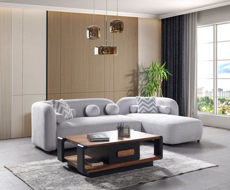 Liva Gray Boucle RAF 110" Sectional [ETA: 3/15] - Gate FurnitureSectional