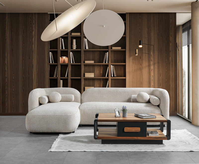 Liva Sand Boucle LAF 110" Sectional [ETA: 3/15] - Gate FurnitureSectional