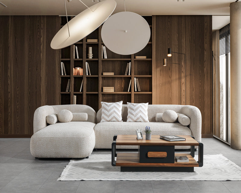 Liva Sand Boucle LAF 110" Sectional [ETA: 3/15] - Gate FurnitureSectional