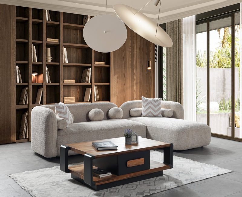 Liva Sand Boucle RAF 110" Sectional [ETA: 3/15] - Gate FurnitureSectional