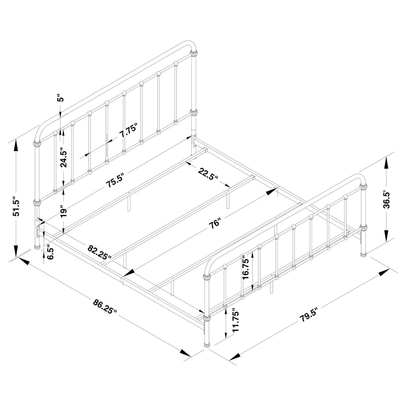 Livingston Metal Eastern King Open Frame Bed Dark Bronze - 300399KE