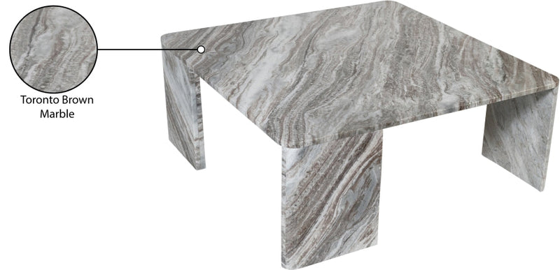 Livorno Marble Coffee Table in Brown - 99007Brown-CT