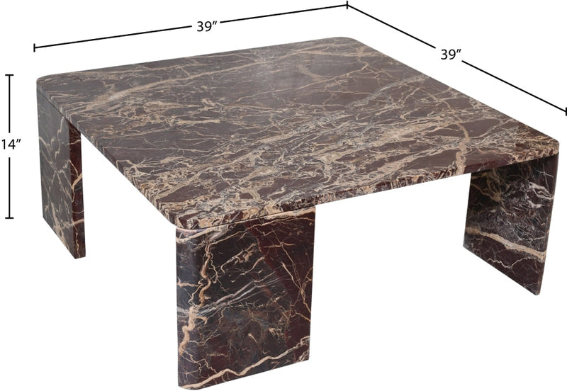 Livorno Marble Coffee Table in Burgundy - 99007Cherry-CT