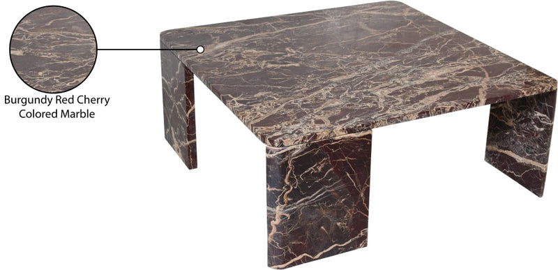Livorno Marble Coffee Table in Burgundy - 99007Cherry-CT