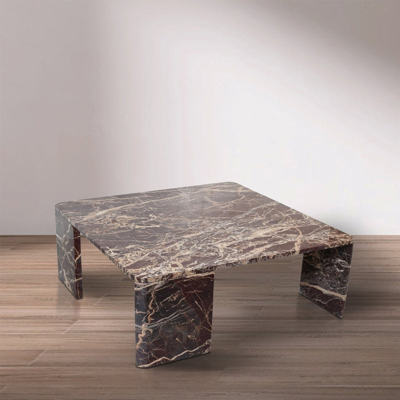 Livorno Marble Coffee Table in Burgundy - 99007Cherry-CT