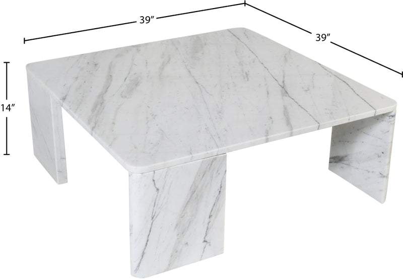 Livorno Marble Coffee Table in White - 99007White-CT