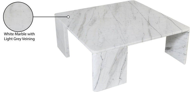 Livorno Marble Coffee Table in White - 99007White-CT