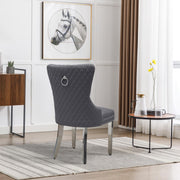Lizzy Grey Velvet Chair W/ Silver Steel Legs - CK221