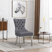 Lizzy Grey Velvet Chair W/ Silver Steel Legs - CK221