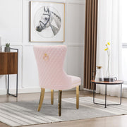 Lizzy Pink Velvet Chair W/ Gold Steel Legs - CK214