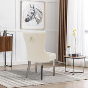 Lizzy White Velvet Chair W/ Silver Steel Legs - CK220