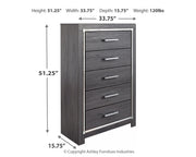 Lodanna Full Panel Bed with Mirrored Dresser and Chest in Gray - PKG003609