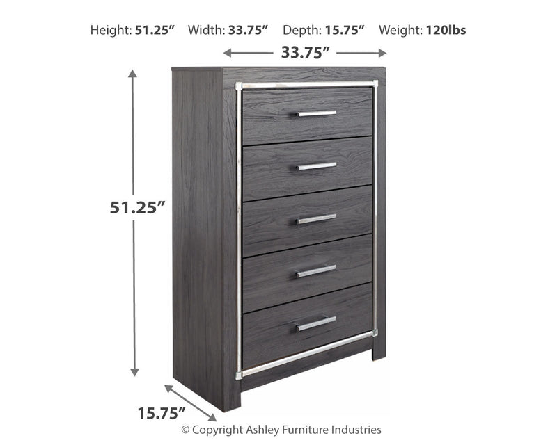 Lodanna Full Panel Bed with Mirrored Dresser and Chest in Gray - PKG003609