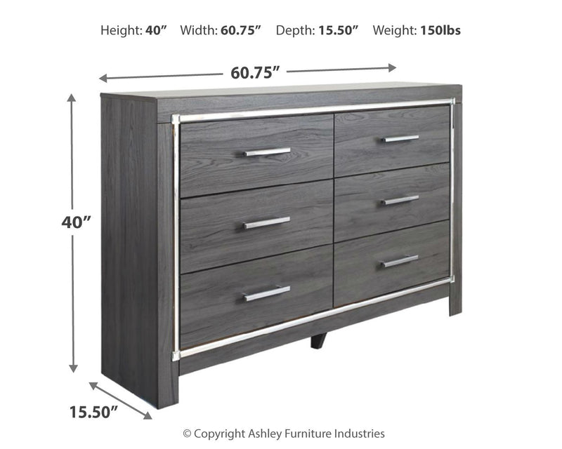Lodanna Full Panel Bed with Mirrored Dresser in Gray - PKG003607