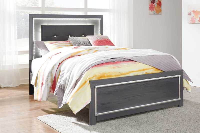 Lodanna Full Panel Bed with Mirrored Dresser in Gray - PKG003607