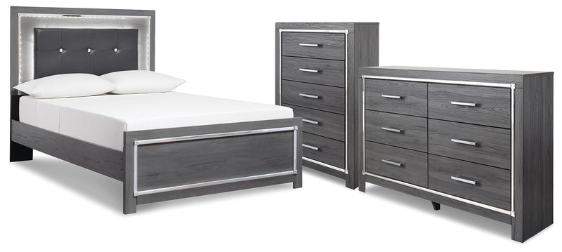 Lodanna Gray Full Panel Bed, Dresser and Chest - B214B52