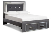 Lodanna Gray Full Panel Bed with 2 Storage Drawers - Gate FurnitureFull Bed