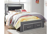 Lodanna Gray Full Panel Bed with 2 Storage Drawers - Gate FurnitureFull Bed