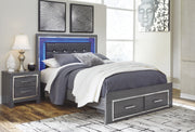 Lodanna Gray King LED Storage Bed - Gate FurnitureKing Bed