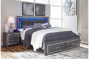 Lodanna Gray King Panel Bed with 2 Storage Drawers - Gate FurnitureKing Bed