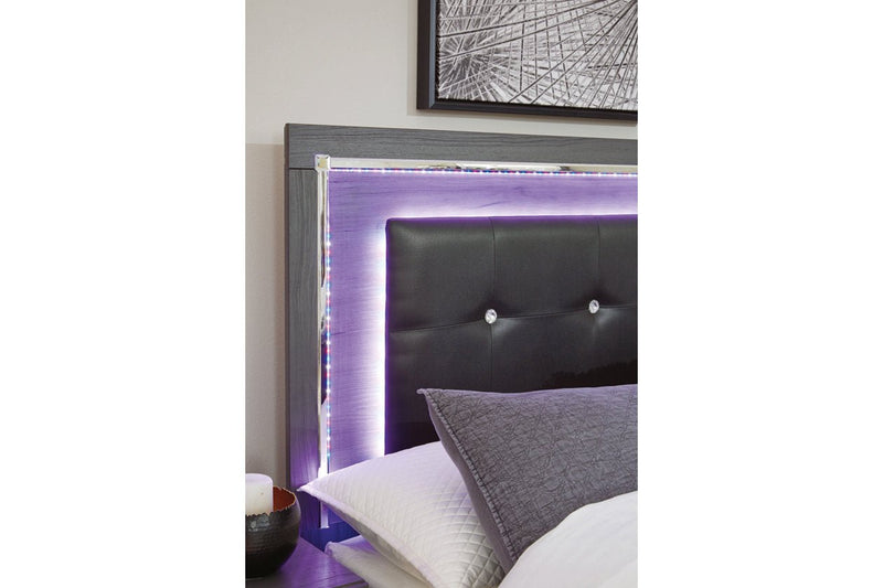 Lodanna Gray King Panel Bed with 2 Storage Drawers - Gate FurnitureKing Bed