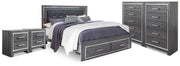 Lodanna Gray King Storage Bed, 2 Chests and 2 Nightstands - B214B58