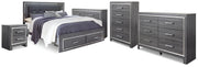 Lodanna Gray King Storage Bed, 2 Dressers, Cheat and Nightstand - B214B50