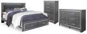 Lodanna Gray King Storage Bed, Dresser and Chest - B214B57