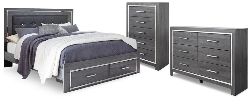 Lodanna Gray King Storage Bed, Dresser and Chest - B214B57