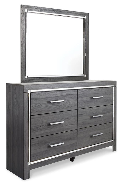 Lodanna Gray King Storage Bed, Dresser, Mirror and 2 Nightstands - B214B35