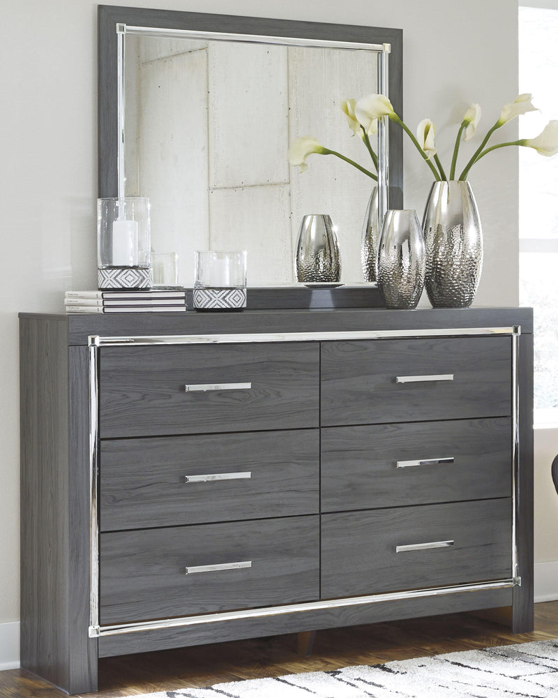 Lodanna Gray King Storage Bed, Dresser, Mirror and 2 Nightstands - B214B35