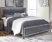 Lodanna Gray King Upholstered Panel Bed, Dresser, Chest and 2 Nightstands - B214B43