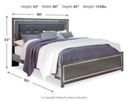 Lodanna Gray King Upholstered Panel Bed, Dresser, Chest and 2 Nightstands - B214B43