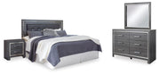 Lodanna Gray King Upholstered Panel Headboard, Dresser, Mirror, and Nightstand - B214B21