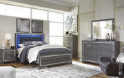 Lodanna Gray Queen LED Panel Bed - Gate FurnitureQueen Bed