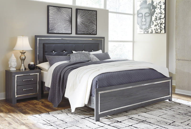 Lodanna Gray Queen LED Panel Bed - Gate FurnitureQueen Bed